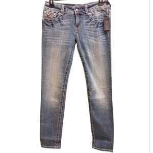 Miss Me NWT Medium Wash Blue Bedazzled Sequin Skinny Leg Jeans